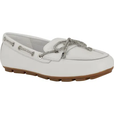 Guess Women's Lavonta Rhinestone Lace Tailored Boat Shoes In White