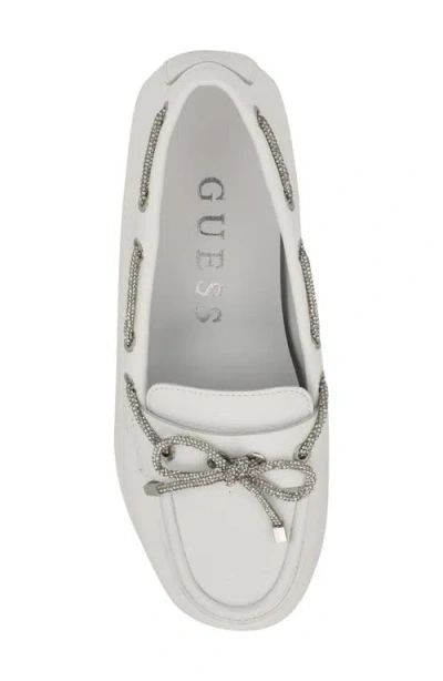 Guess Women's Lavonta Rhinestone Lace Tailored Boat Shoes In White