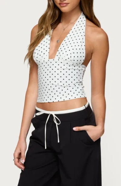 Edikted Blaire Polka Dot Halter Top In White