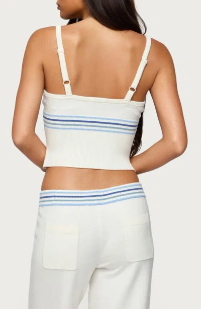 Edikted Miya Stripey Ribbed Knit Tank Top In White