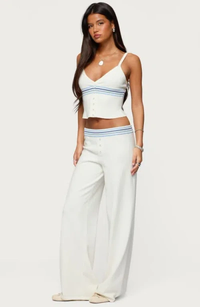 Edikted Miya Stripey Ribbed Knit Tank Top In White