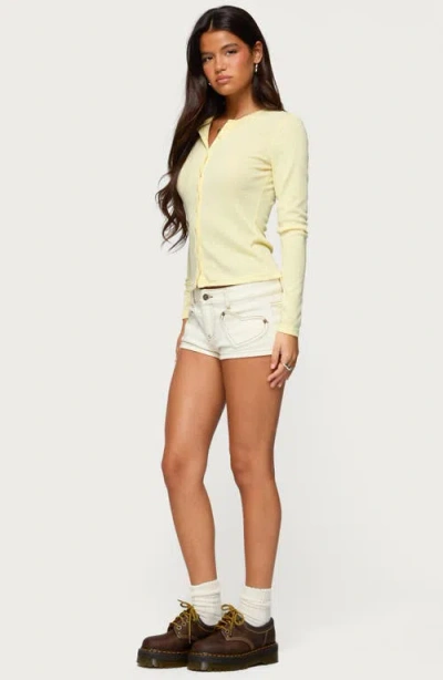 Edikted Maeva Pointelle Button-up Top In Yellow
