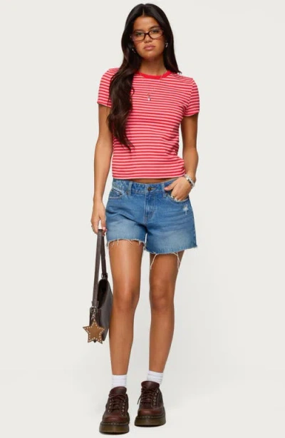 Edikted Nessie Stripe T-shirt In Pink