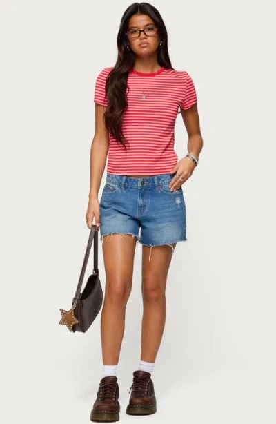 Edikted Nessie Stripe T-shirt In Pink