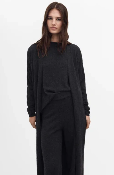 Mango Long Design Cashmere Cardigan In Black