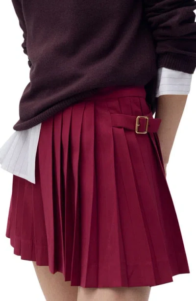 Mango Women's Buckles Pleated Skirt In Burgundy