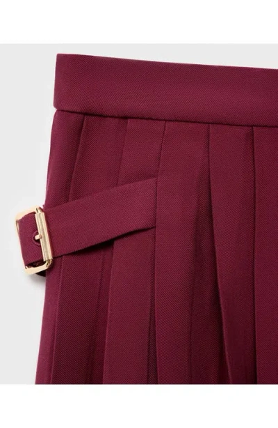 Mango Women's Buckles Pleated Skirt In Burgundy