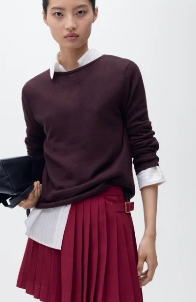 Mango Women's Buckles Pleated Skirt In Burgundy