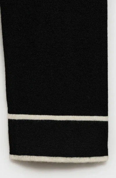 Mango Contrast V-neck Sweater In Black