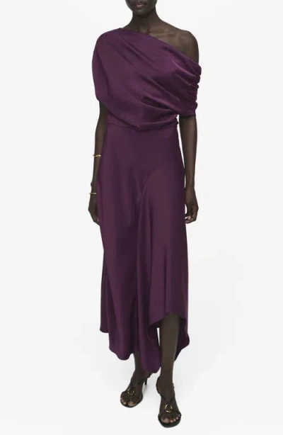 Mango Women's Asymmetrical Satin Dress In Purple