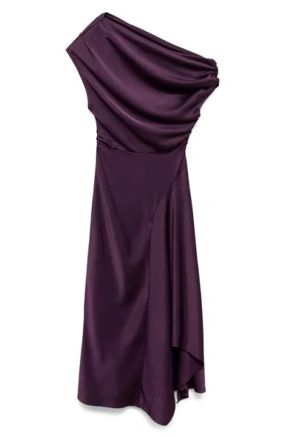Mango Women's Asymmetrical Satin Dress In Purple