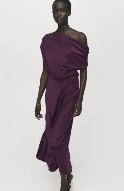 Mango Women's Asymmetrical Satin Dress In Purple