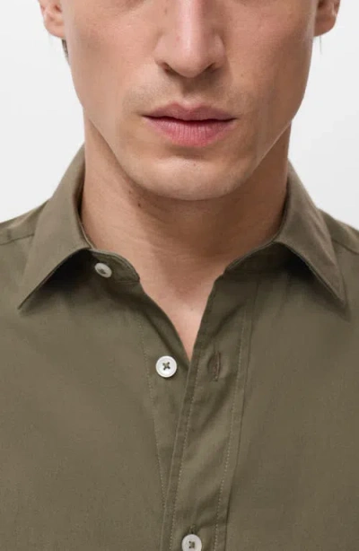 Mango Solid Regular Fit Button-up Shirt In Green