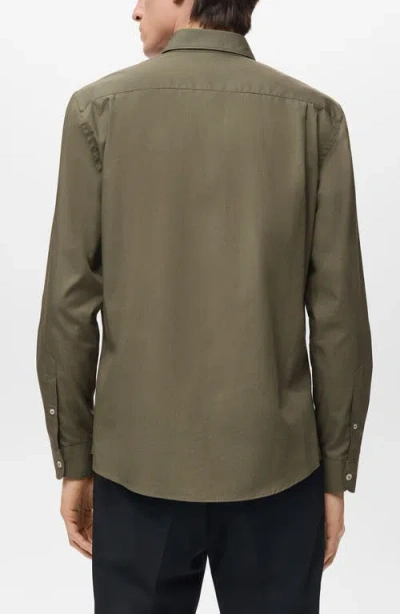 Mango Solid Regular Fit Button-up Shirt In Green