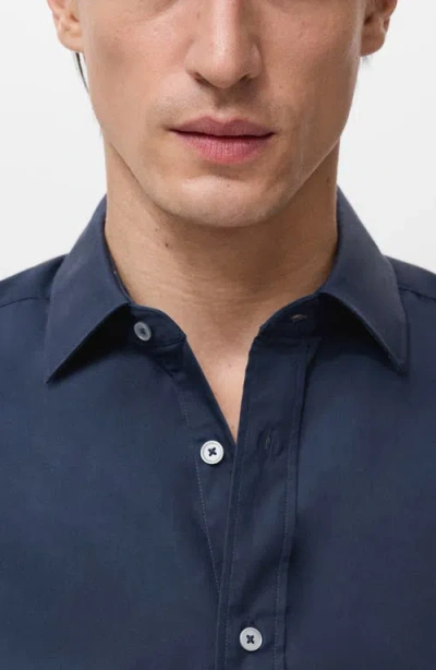 Mango Solid Regular Fit Button-up Shirt In Blue