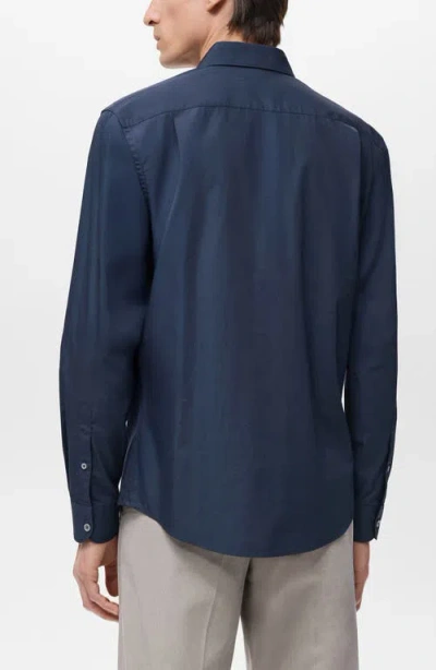Mango Solid Regular Fit Button-up Shirt In Blue