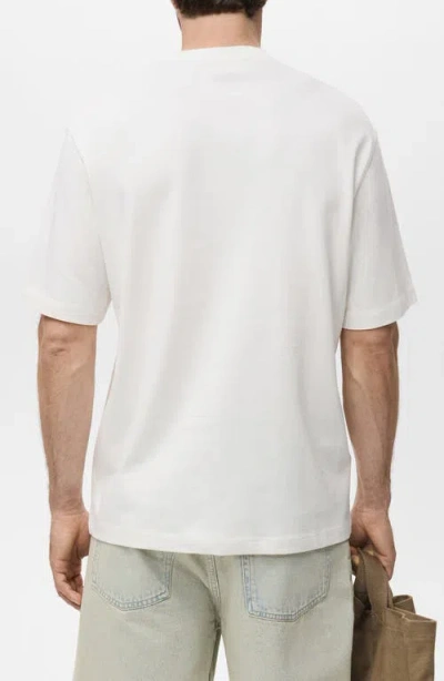 Mango Relaxed Fit Solid Cotton T-shirt In White