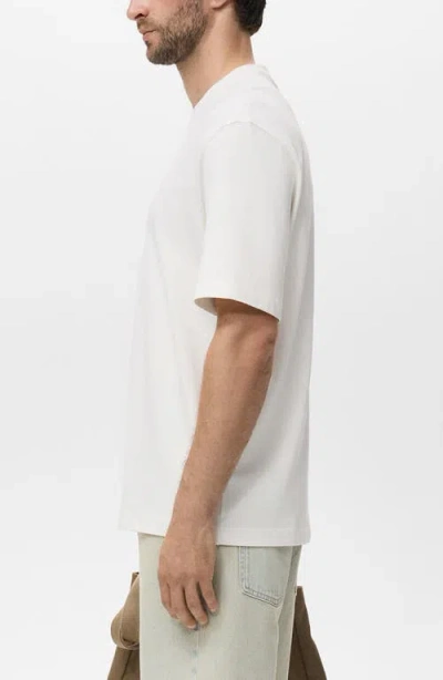 Mango Relaxed Fit Solid Cotton T-shirt In White
