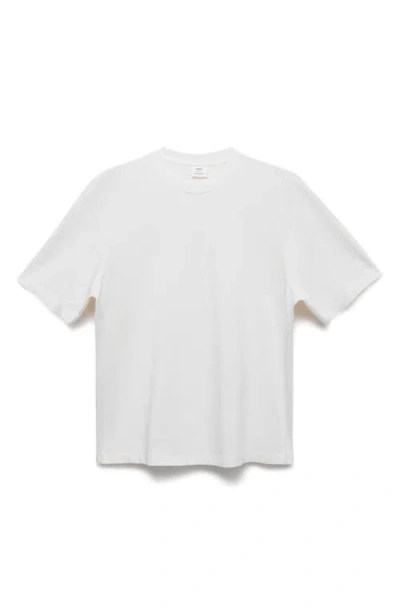 Mango Relaxed Fit Solid Cotton T-shirt In White