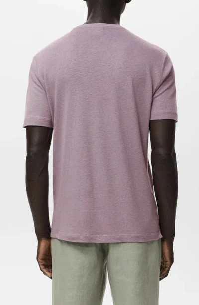 Mango Men's Linen Slim-fit T-shirt In Purple
