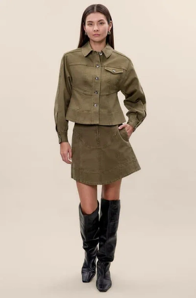 Rebecca Taylor Carmen Garment Dyed Jacket In Olive In Green