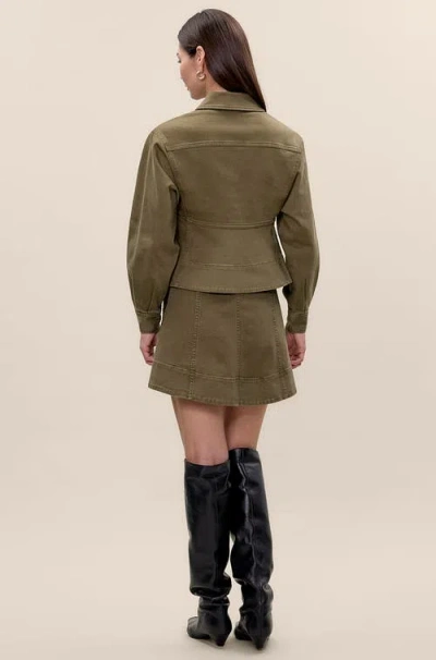 Rebecca Taylor Carmen Garment Dyed Jacket In Olive In Green