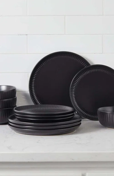 Stone Lain Logan Stoneware 12-piece Dinnerware Set In Black