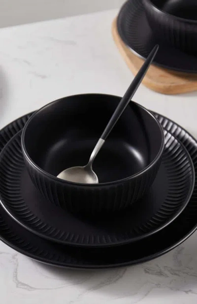 Stone Lain Logan Stoneware 12-piece Dinnerware Set In Black