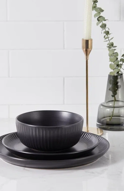 Stone Lain Logan Stoneware 12-piece Dinnerware Set In Black