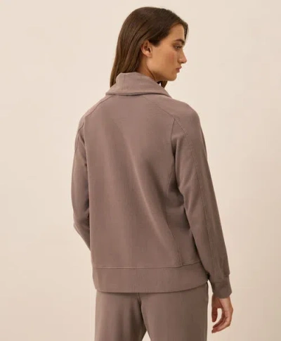 Pact Organic Cotton Cloudknit Zip Jacket In Brown