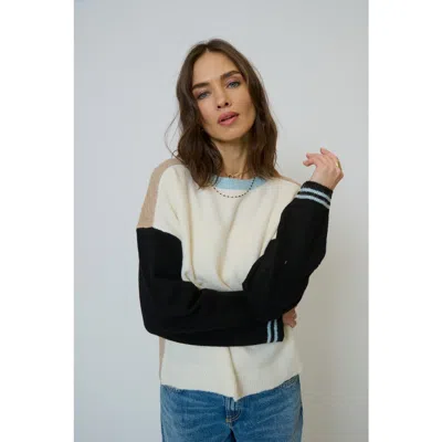 Central Park West Ash Color Blocked Crewneck In Multi