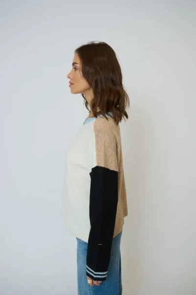 Central Park West Ash Color Blocked Crewneck In Multi