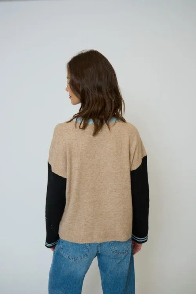 Central Park West Ash Color Blocked Crewneck In Multi