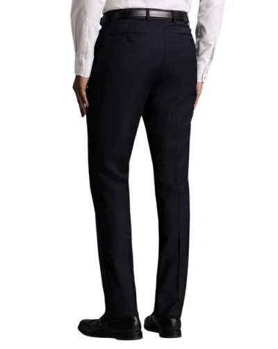 Charles Tyrwhitt Stretch Wool Slim Fit Pleated Pants In Blue
