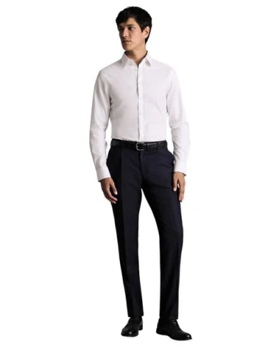 Charles Tyrwhitt Stretch Wool Slim Fit Pleated Pants In Blue