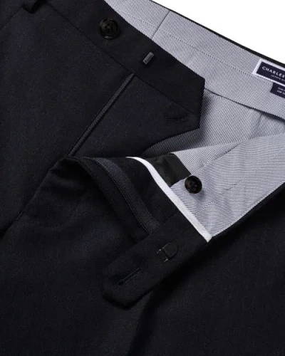 Charles Tyrwhitt Stretch Wool Slim Fit Pleated Pants In Blue