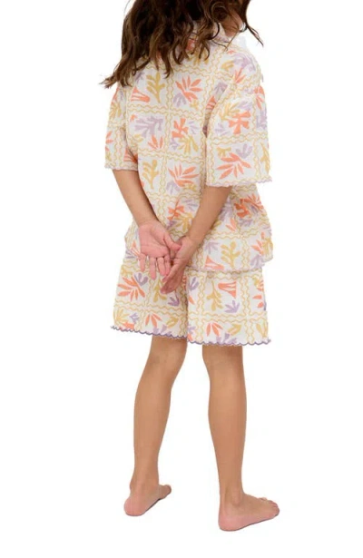 Raffya Kids Gilly Scalloped Edge Matisse Print Shorts In Multi