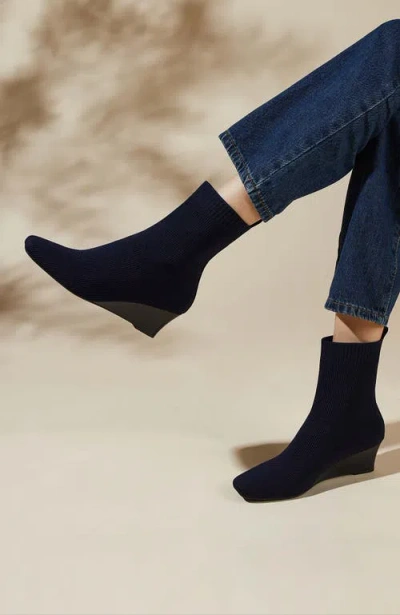 Vivaia Margot Wedge Bootie Square-toe Water-repellent Boots In Blue