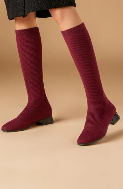 Vivaia Tara Pro Square-toe Water Repellent Wool Knee-high Boots In Burgundy