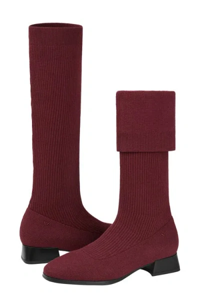 Vivaia Tara Pro Square-toe Water Repellent Wool Knee-high Boots In Burgundy