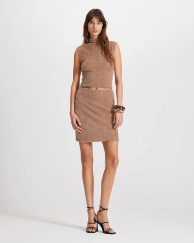 Theo The Label Carme Plush Lace Pull-on Skirt In Brown