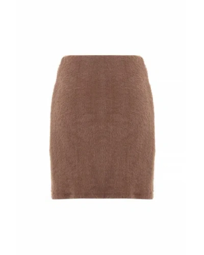 Theo The Label Carme Plush Lace Pull-on Skirt In Brown