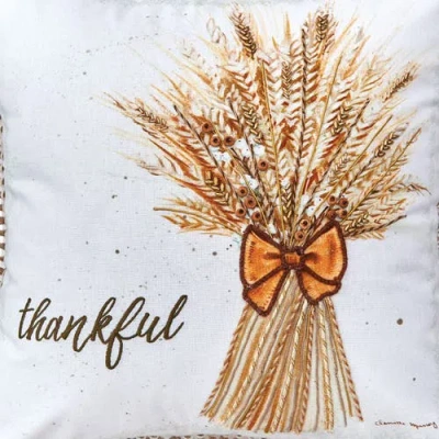 C & F Home C&f Home Thankful Wheat Printed And Embroidered Throw Pillow, 18" X 18" In Multi
