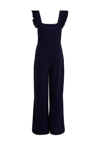 Quiz Scuba Crepe Chain Front Frill Jumpsuit In Blue