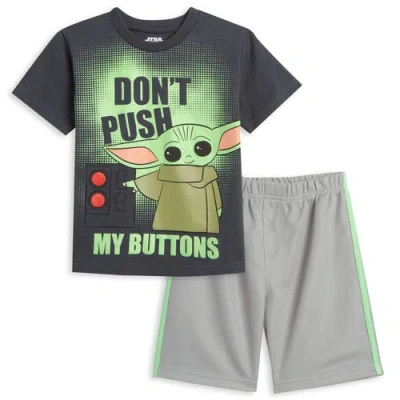 Star Wars Baby Yoda The Mandalorian T-shirt & Mesh Shorts Set In Gray