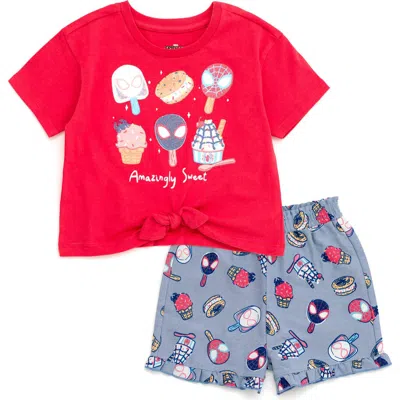 Marvel Spider-man T-shirt & Chambray Shorts Set In Red