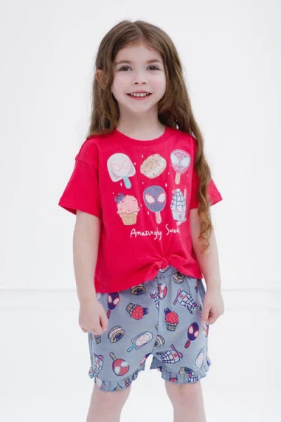 Marvel Spider-man T-shirt & Chambray Shorts Set In Red