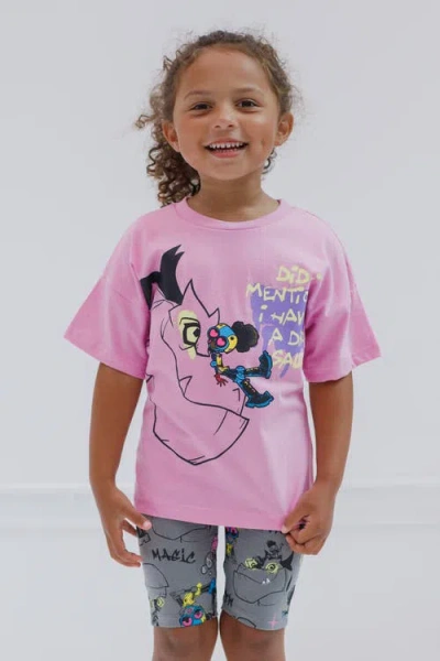 Marvel T-shirt & Bike Shorts Set In Pink