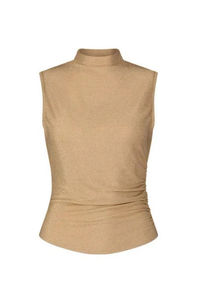 The Noli Shop Mia Shimmer Tank In Brown