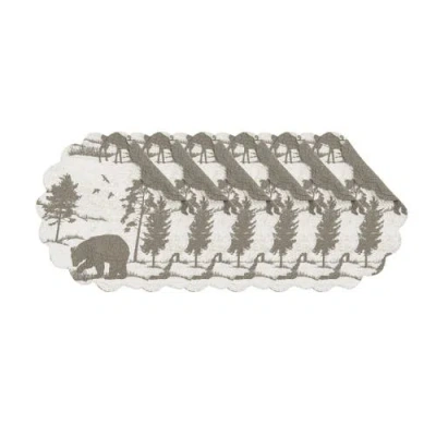 C & F Home C&f Home Henderson Hideaway Round Woven Reversible Rustic Winter Wilderness Placemats Set Of 6, 17" In Gray